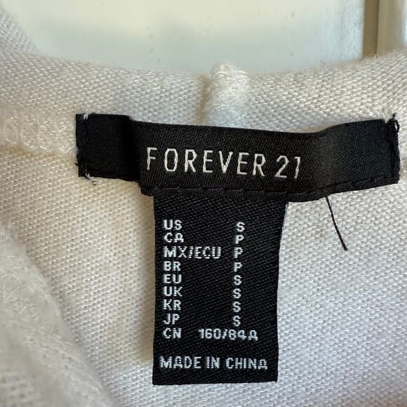 Forever 21 Womens Hoodie Cream Fuzzy Soft Kangaroo Pocket Drawstring Small‎ - Picture 7 of 10